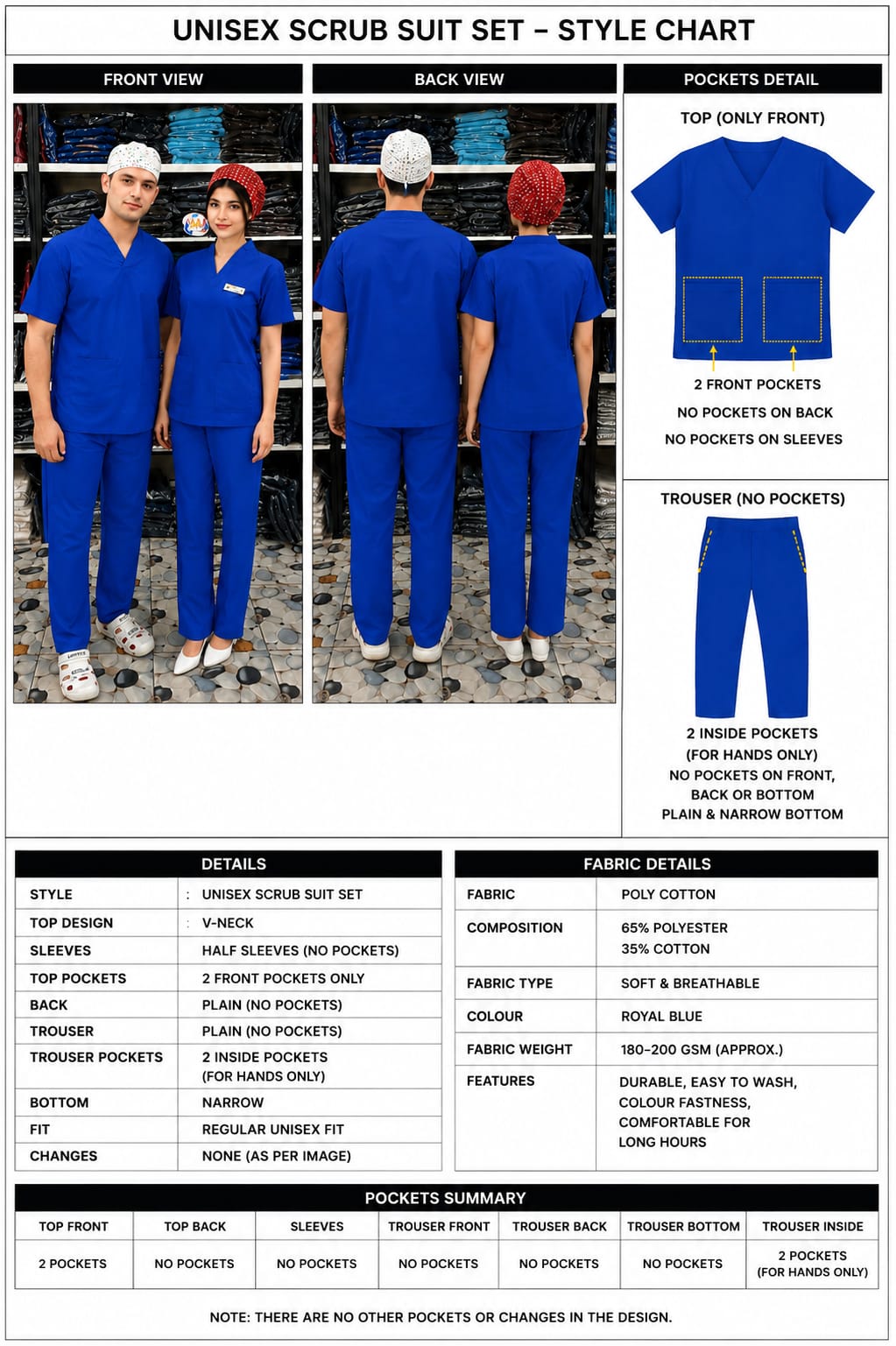 Pro Spark Royal Blue Unisex <br> DR. Scrub Suit - Image 9