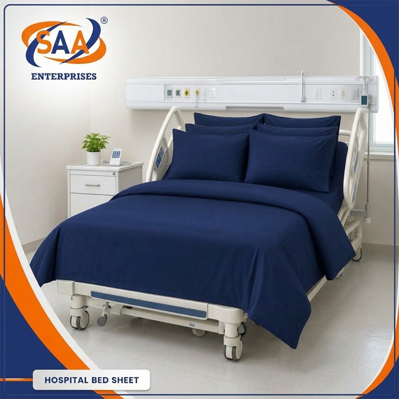 Hospital linen Bed Sheets Navy Blue