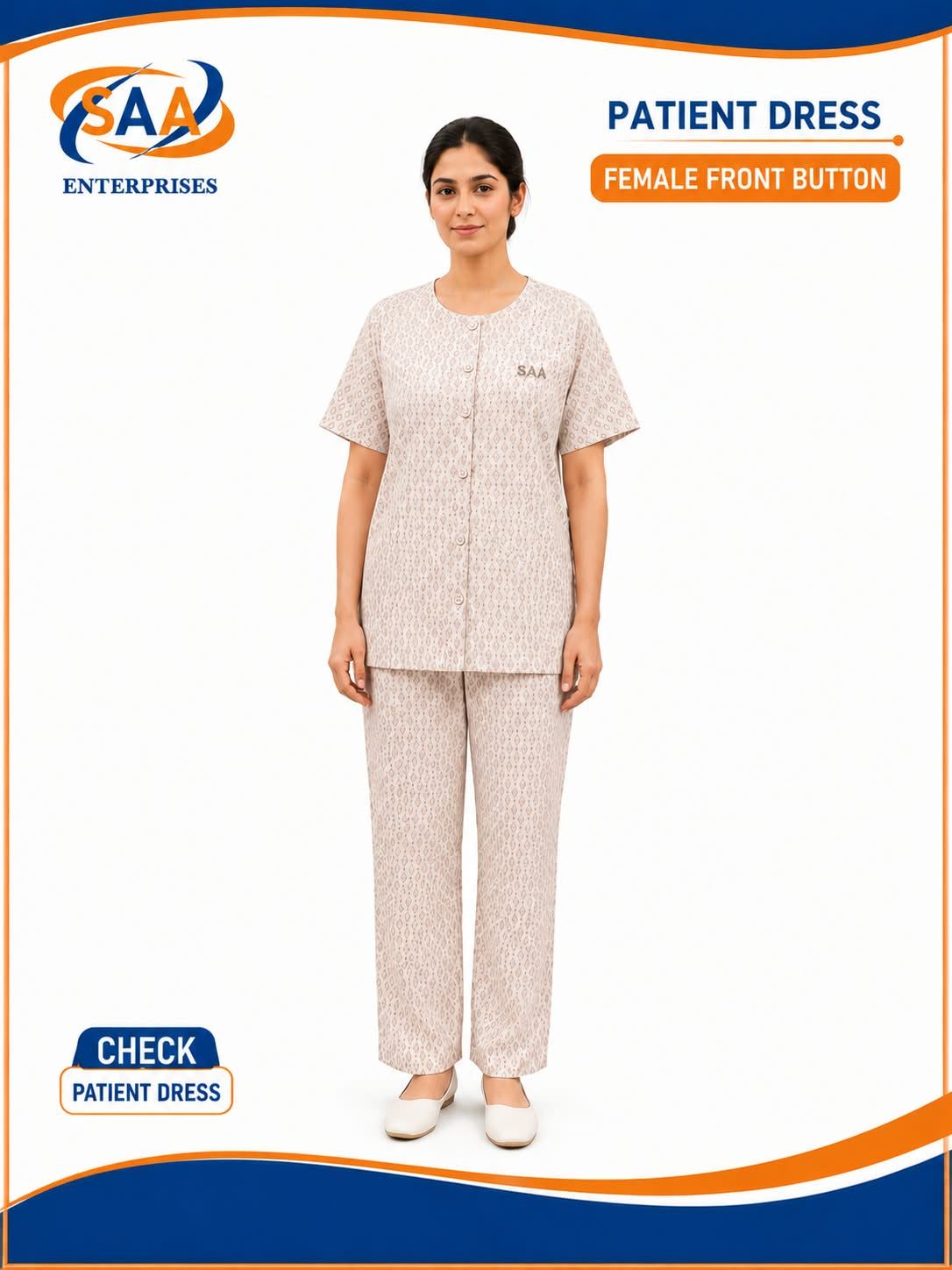 Patient Dress Front Button Male & Female - Image 3