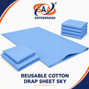 Hospital linen Reusable Cotton Drap Sheet Sky Blue