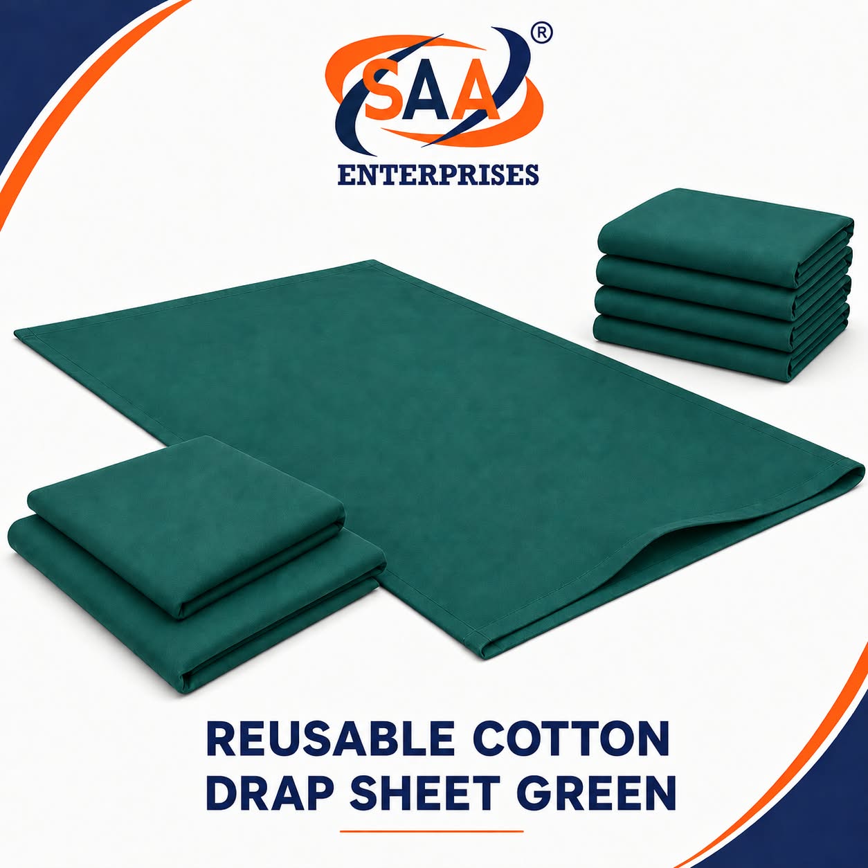 Hospital linen Reusable Cotton Drap Sheet Green