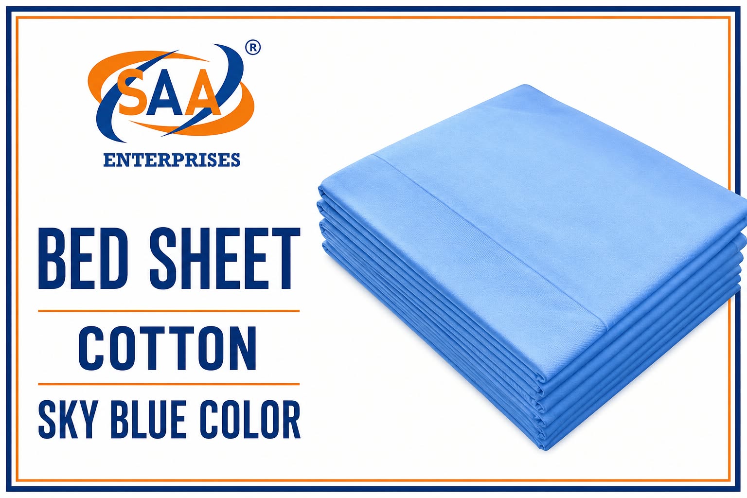 Hospital linen Bed Sheets Sky Blue - Image 2
