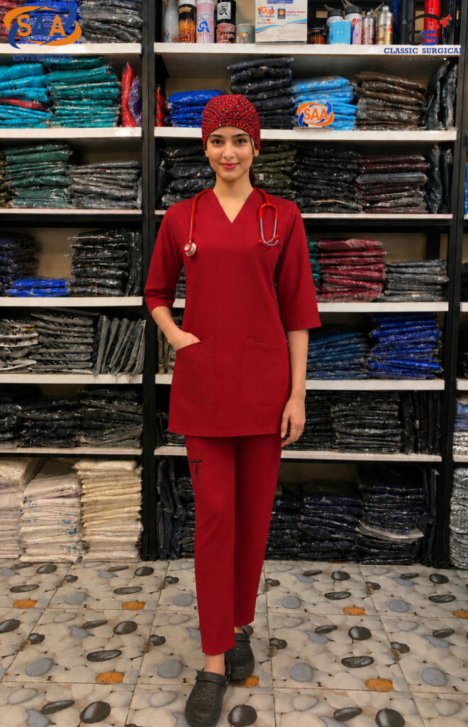 Pro Max Female Red DR.Scrub Suit
