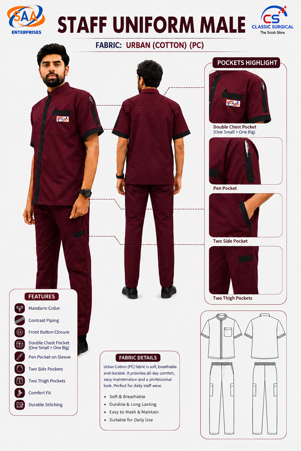 Staff Uniform Mahroon Male - Image 5