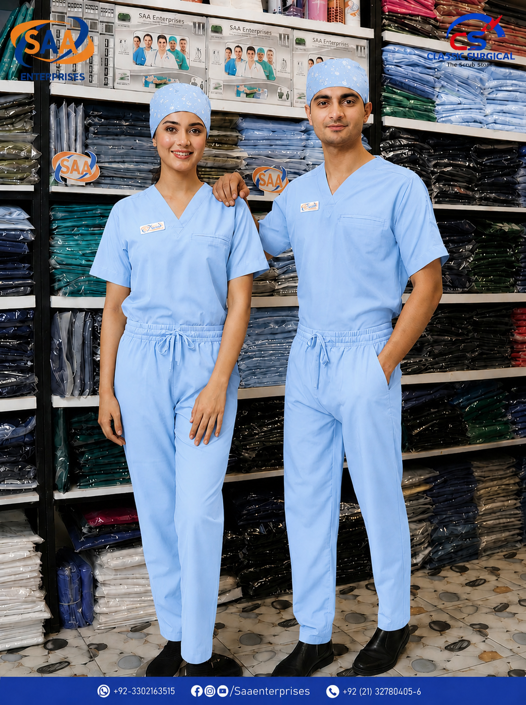 Pro Flexi Sky blue Unisex DR.Scrub Suit - Image 2