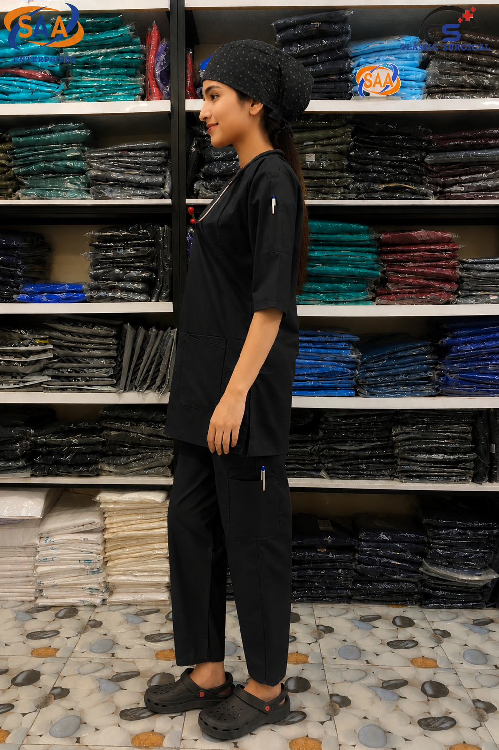 Pro Max Female Black <br> DR.Scrub Suit - Image 5