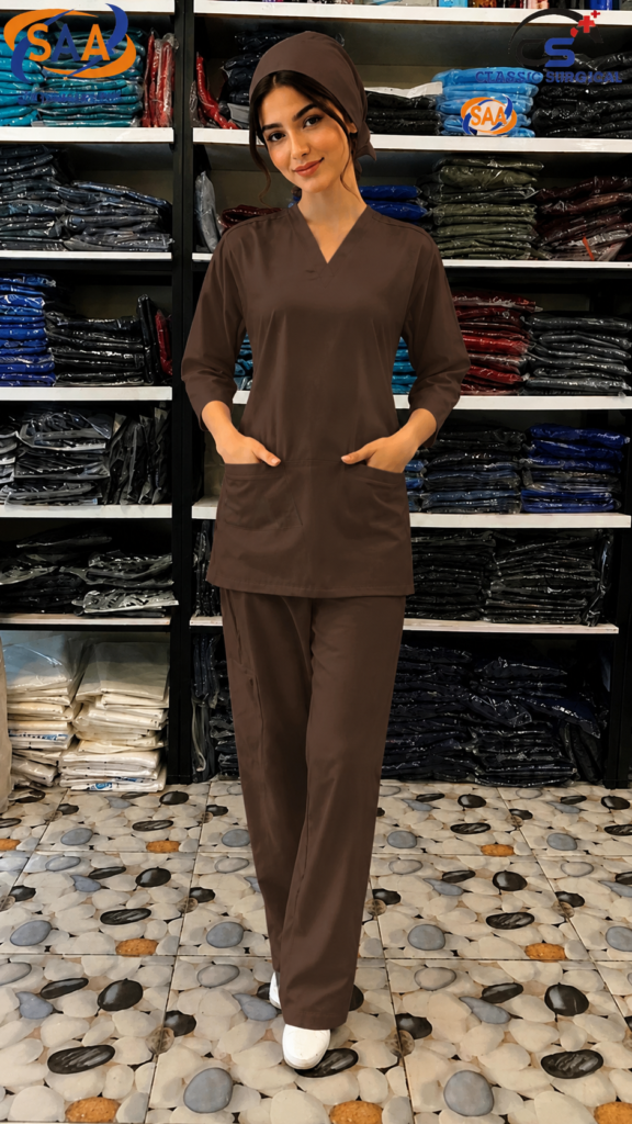 Pro Flexi Female Brown DR.Scrub Suit