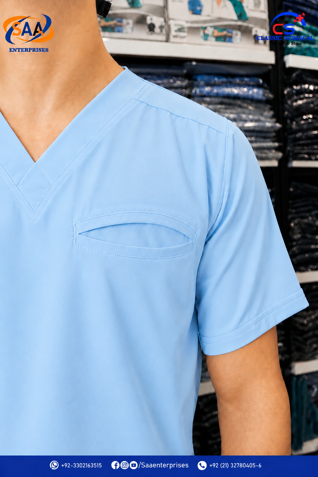 Pro Flexi Sky blue Unisex DR.Scrub Suit - Image 4