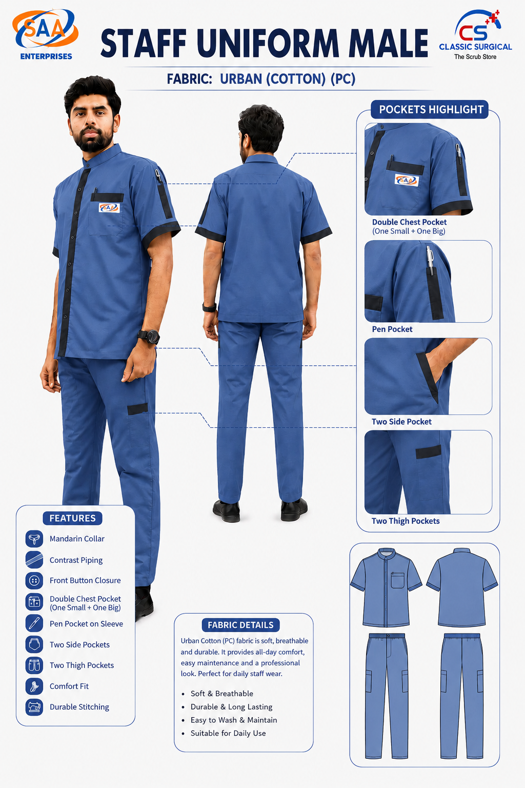 Staff Uniform Sky Blue Male - Image 4