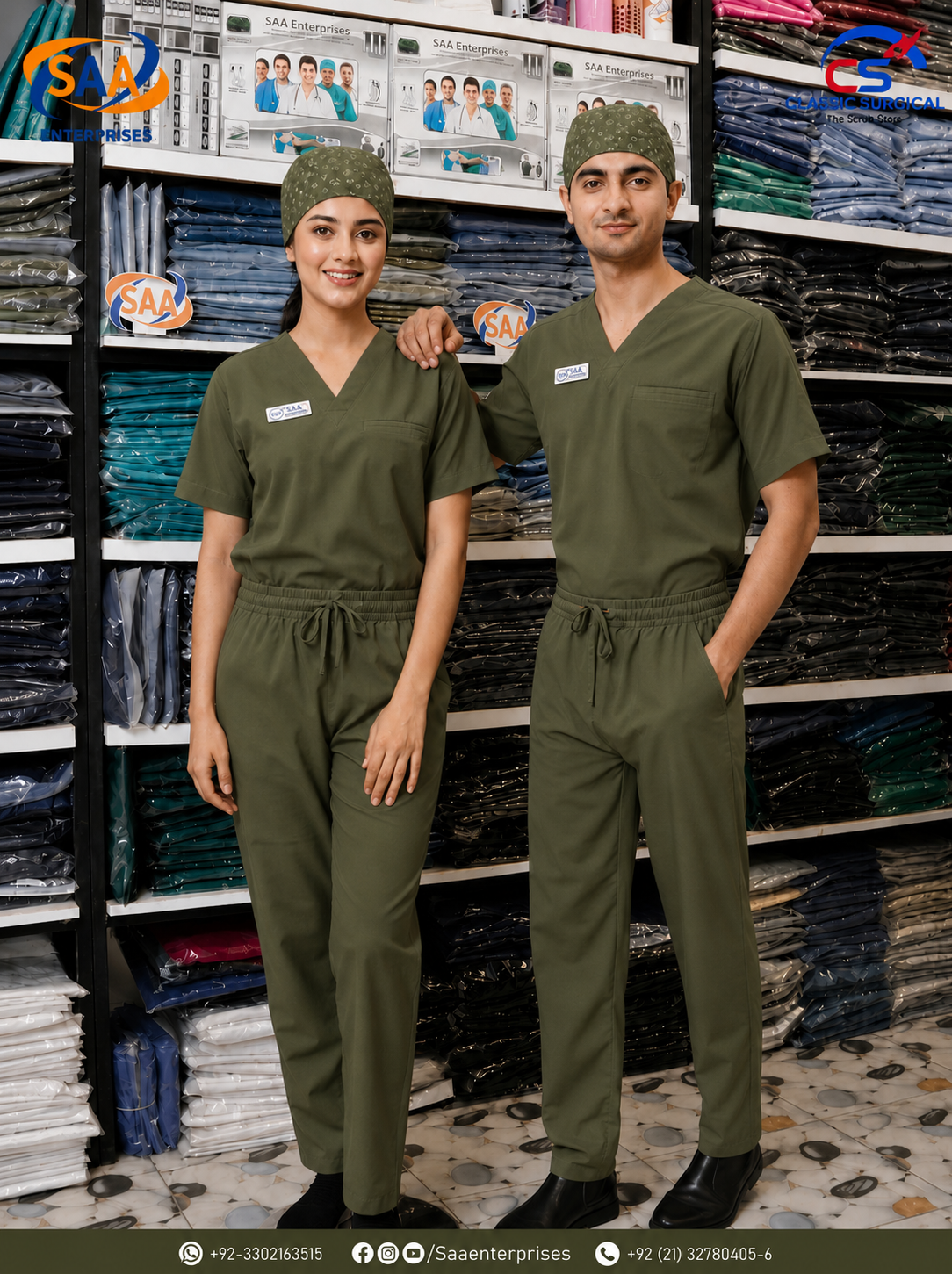 Pro Flexi Olive Green Unisex DR.Scrub Suit - Image 2