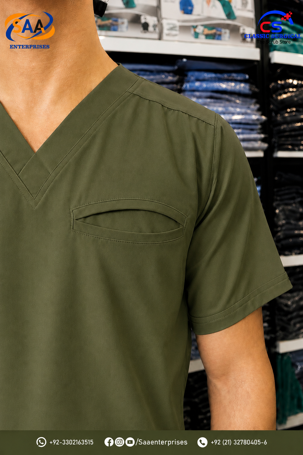 Pro Flexi Olive Green Unisex DR.Scrub Suit - Image 4