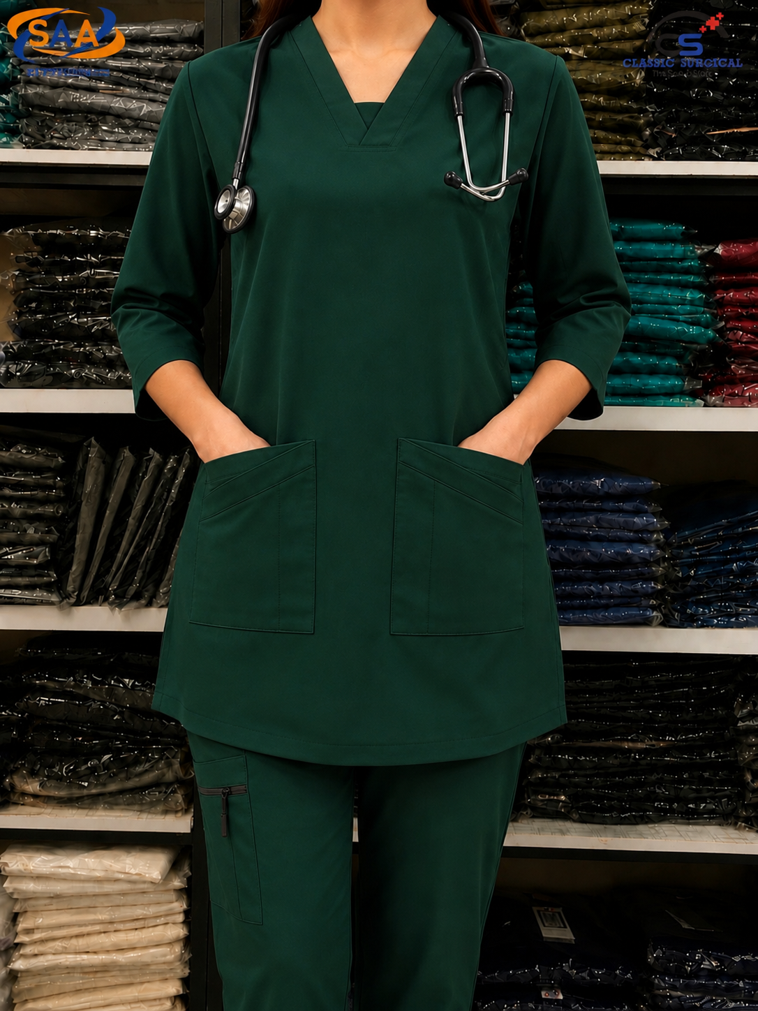 Pro Max Female Bottle Green <br> DR.Scrub Suit - Image 3