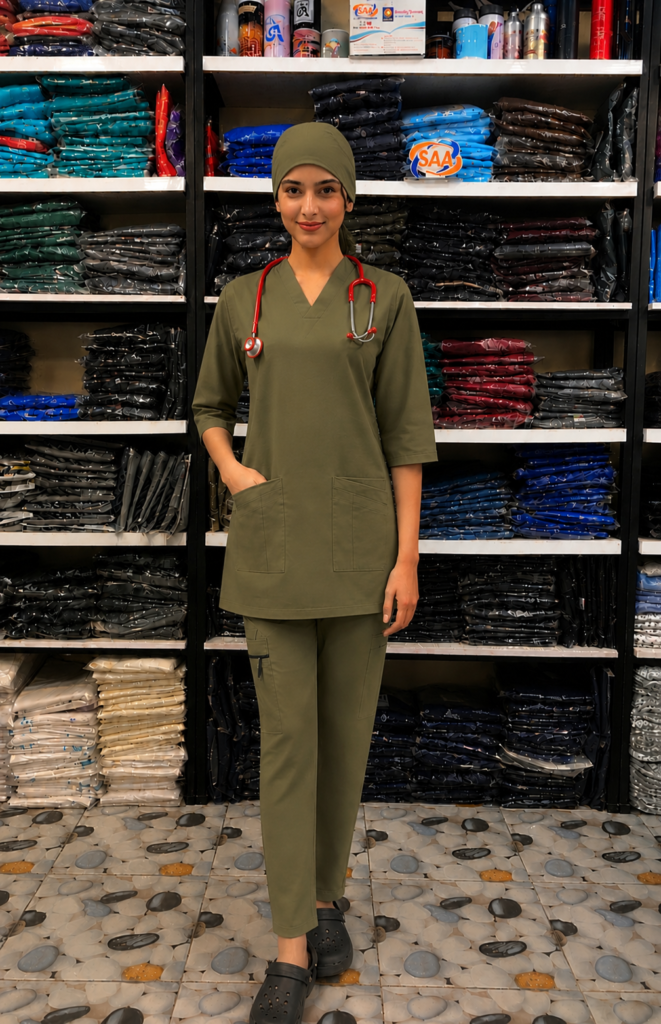 Pro Max Female Olive Green DR.Scrub Suit
