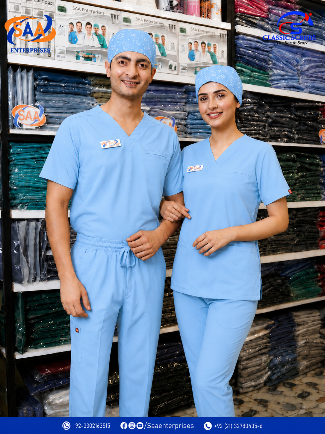 Pro Flexi Sky blue Unisex DR.Scrub Suit - Image 3