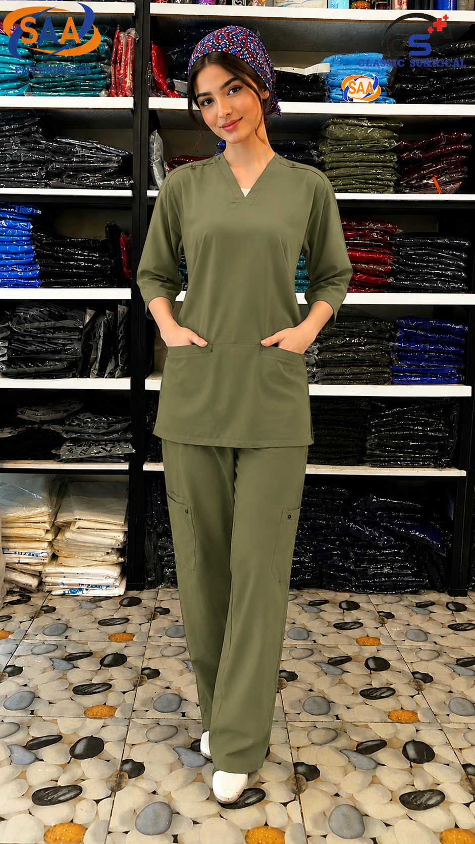 Pro Flexi Female Olive green DR.Scrub Suit