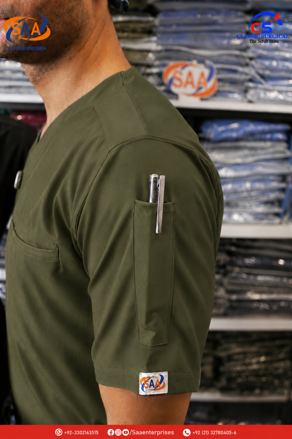 Pro Flexi Olive Green Unisex DR.Scrub Suit - Image 5