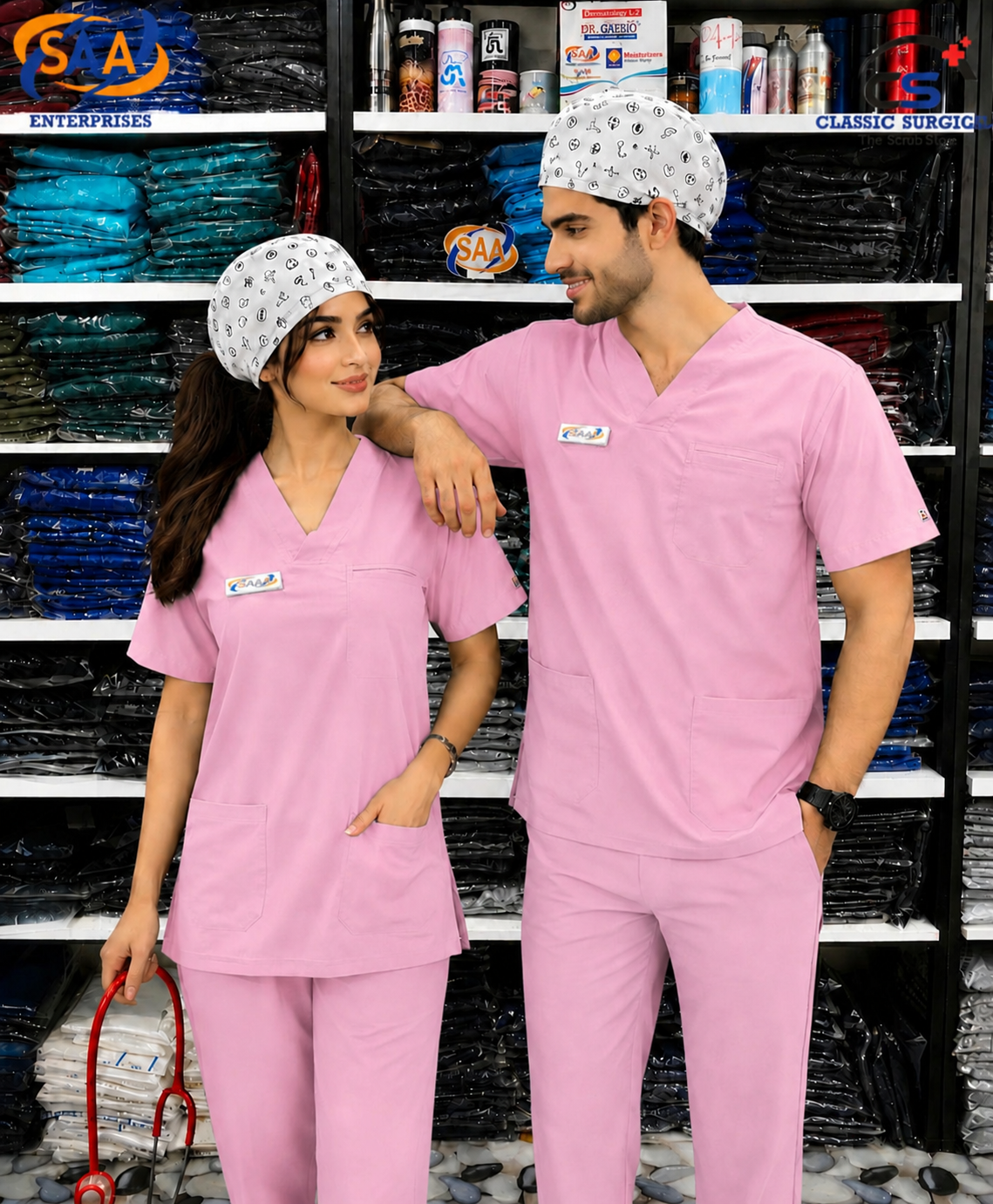 Pro Flexi 2 Pink Unisex DR.Scrub Suit - Image 2